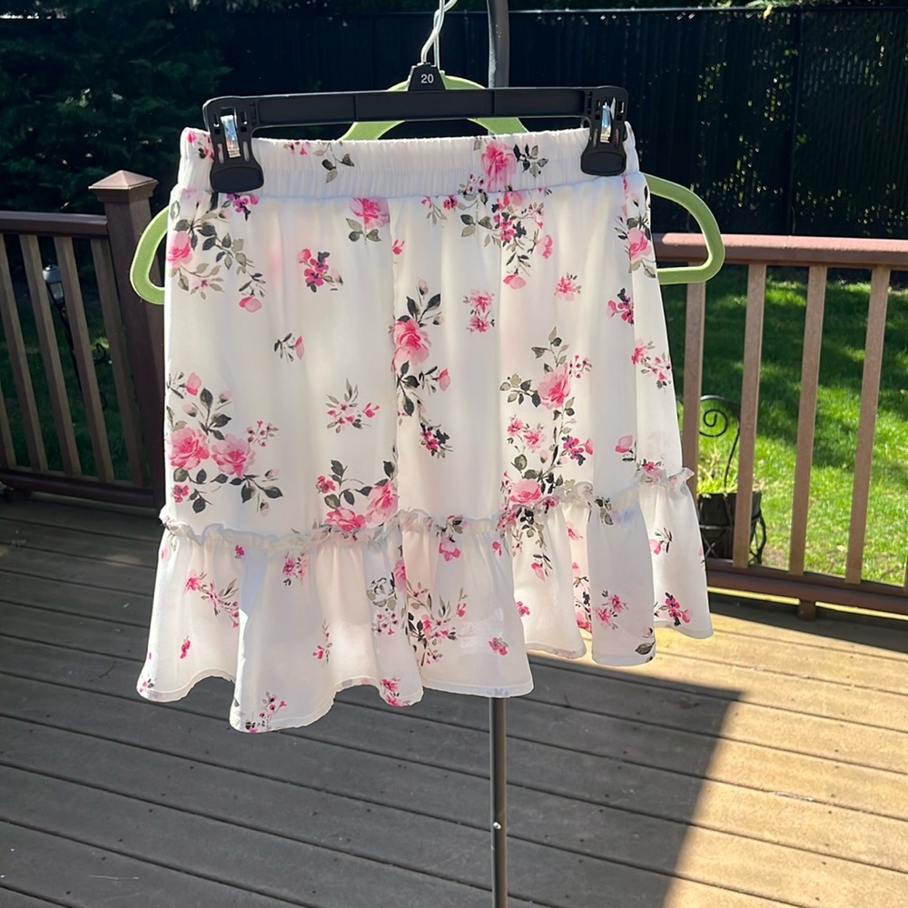 White floral skirt. Very cute and summery. From a local boutique!
